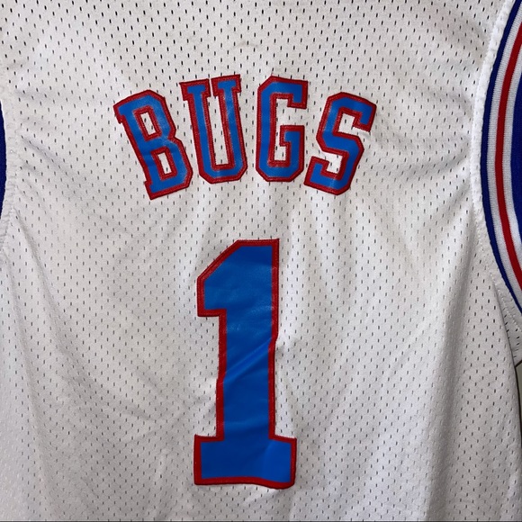 Men’s sz S Looney Tunes Squad Bugs 1 Vintage White Space Jam jersey-Nostalgic - Picture 4 of 8
